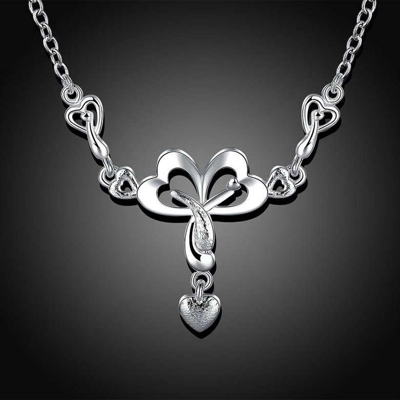 Wholesale Romantic Silver Heart Necklace TGSPN322 1