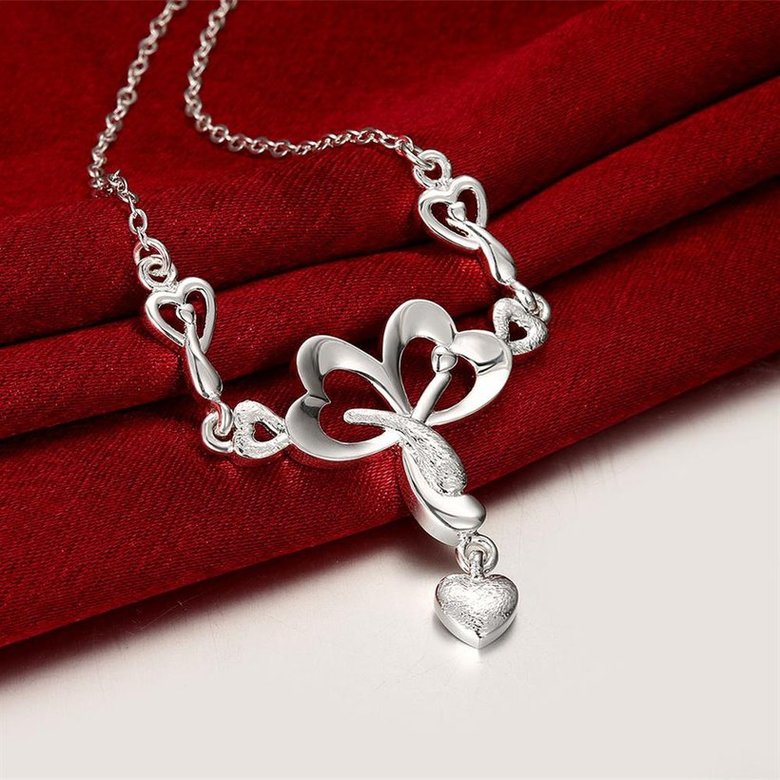 Wholesale Romantic Silver Heart Necklace TGSPN322 3