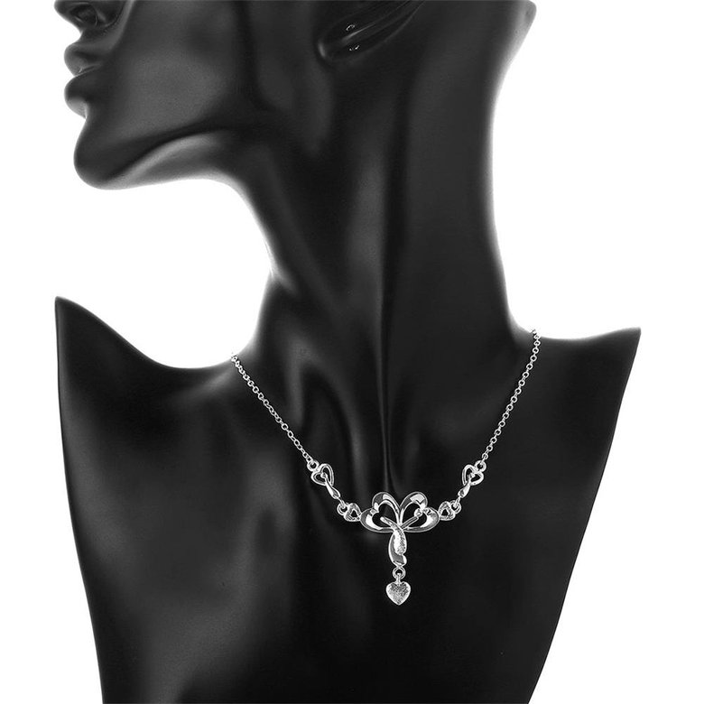 Wholesale Romantic Silver Heart Necklace TGSPN322 4
