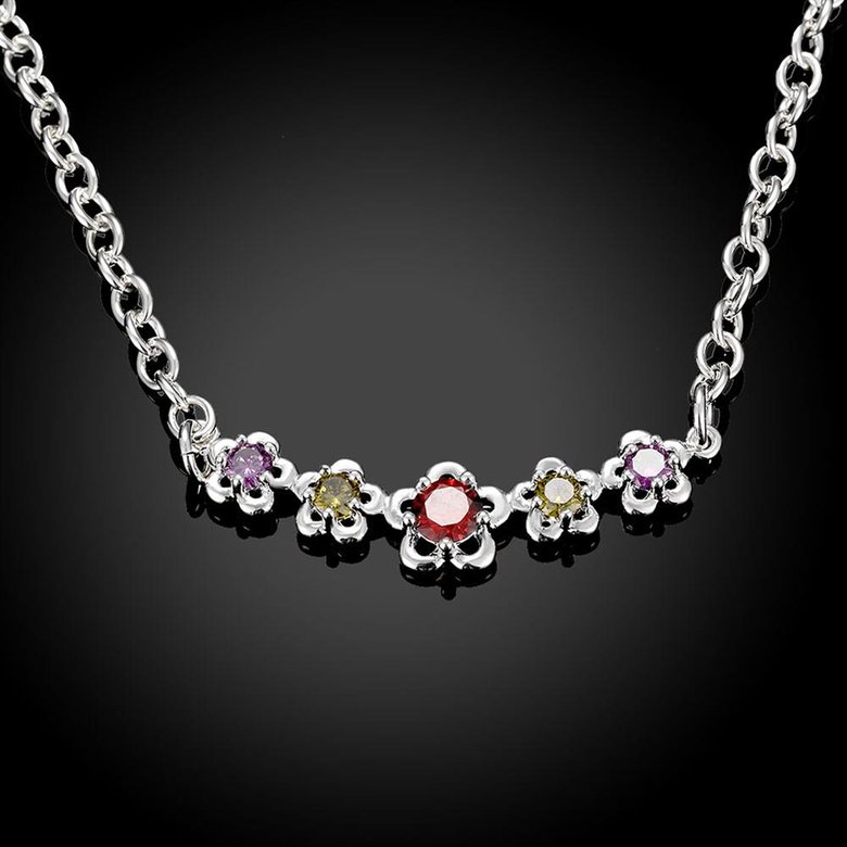 Wholesale Romantic Silver Star CZ Necklace TGSPN330 1