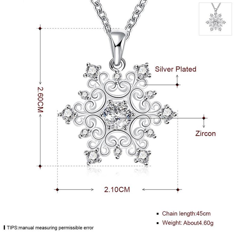 Wholesale Classic Silver Geometric CZ Necklace TGSPN335 0