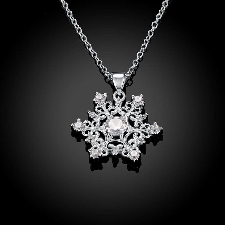 Wholesale Classic Silver Geometric CZ Necklace TGSPN335 1