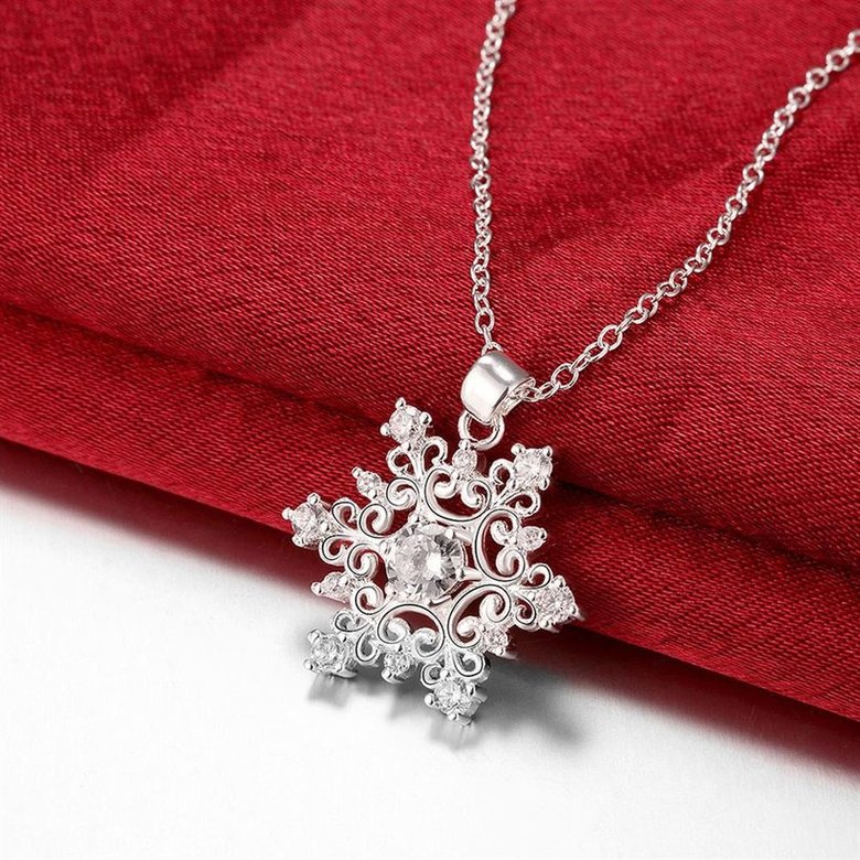 Wholesale Classic Silver Geometric CZ Necklace TGSPN335 2