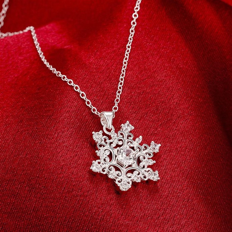 Wholesale Classic Silver Geometric CZ Necklace TGSPN335 3