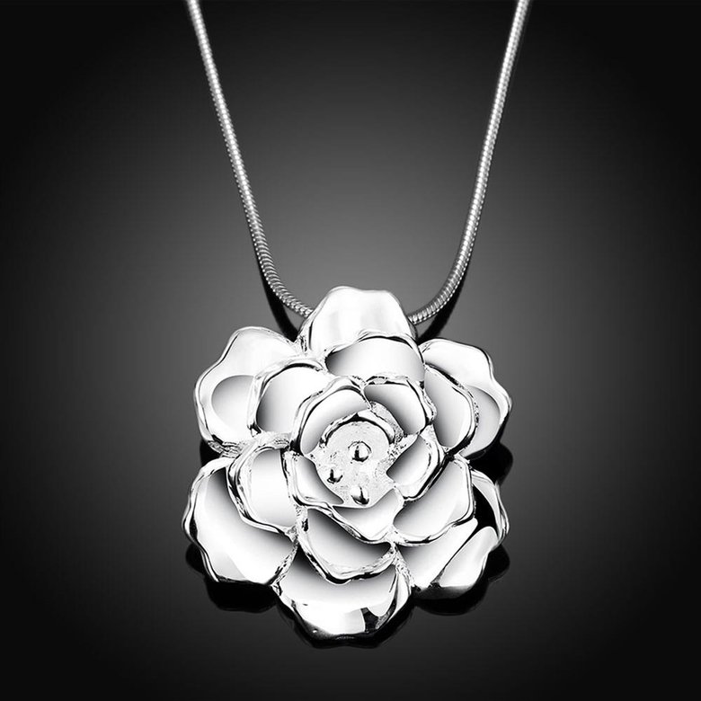 Wholesale Romantic Silver Plant Necklace TGSPN339 1