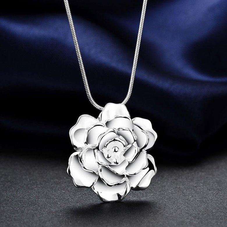 Wholesale Romantic Silver Plant Necklace TGSPN339 3