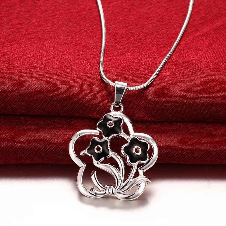 Wholesale Romantic Silver Plant Necklace TGSPN347 2