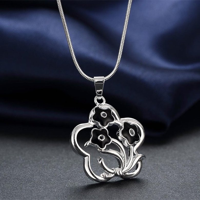 Wholesale Romantic Silver Plant Necklace TGSPN347 3