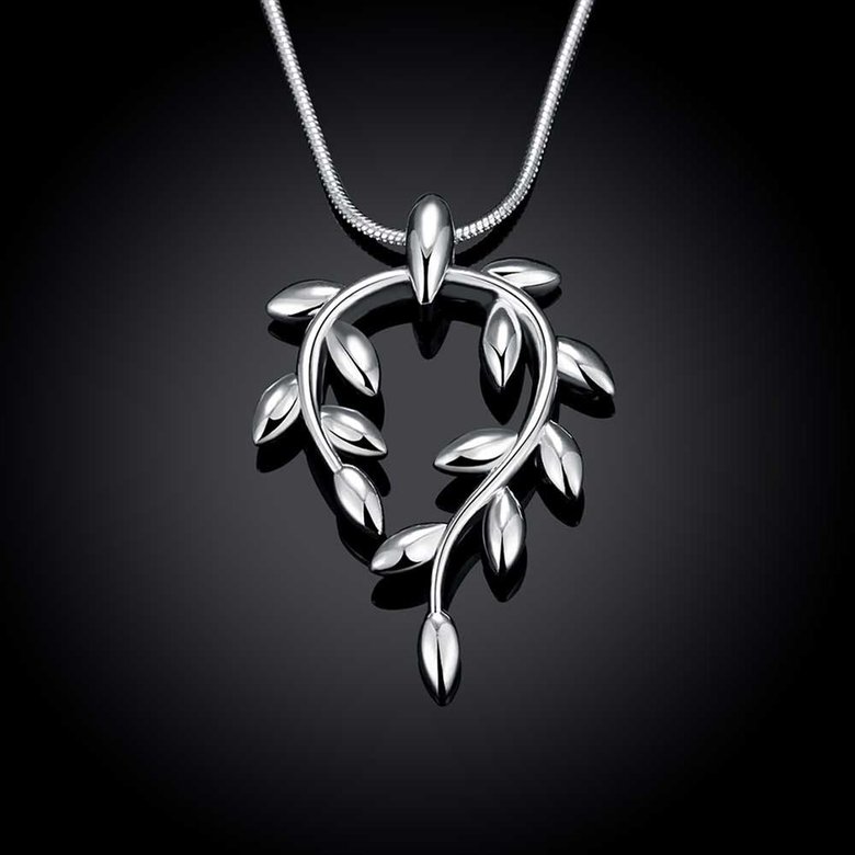 Wholesale Trendy Silver Plant Necklace TGSPN370 3