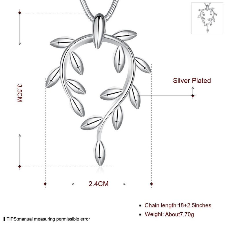 Wholesale Trendy Silver Plant Necklace TGSPN370 4
