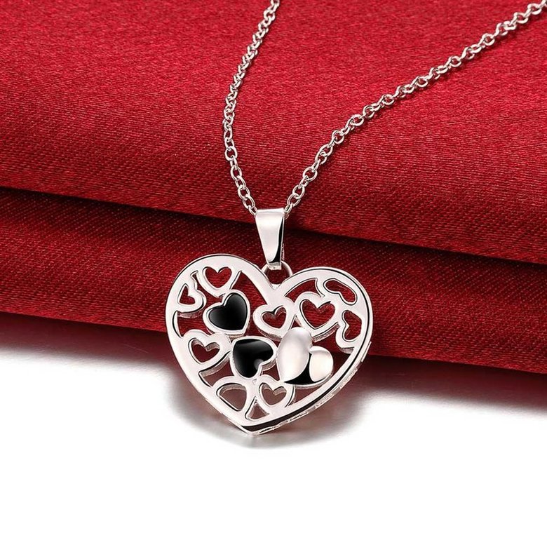 Wholesale Romantic Silver Heart Necklace TGSPN374 2