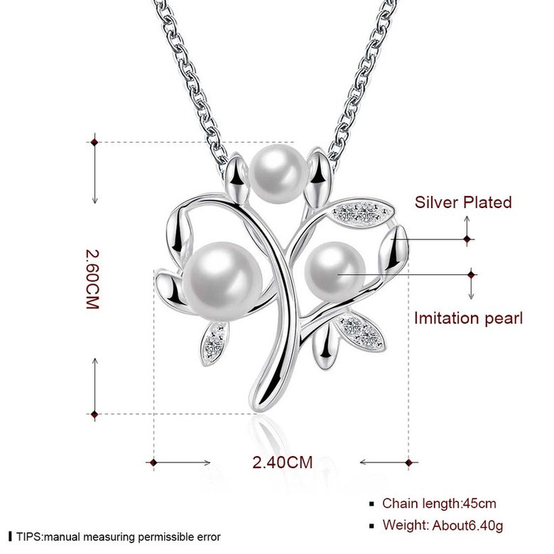 Wholesale Trendy Silver Plant CZ Necklace TGSPN387 4