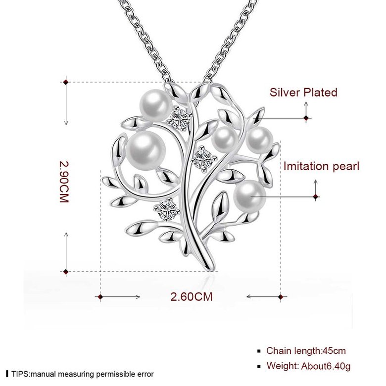 Wholesale Trendy Silver Plant CZ Necklace TGSPN391 0