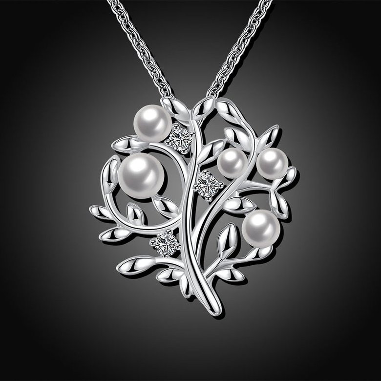 Wholesale Trendy Silver Plant CZ Necklace TGSPN391 1