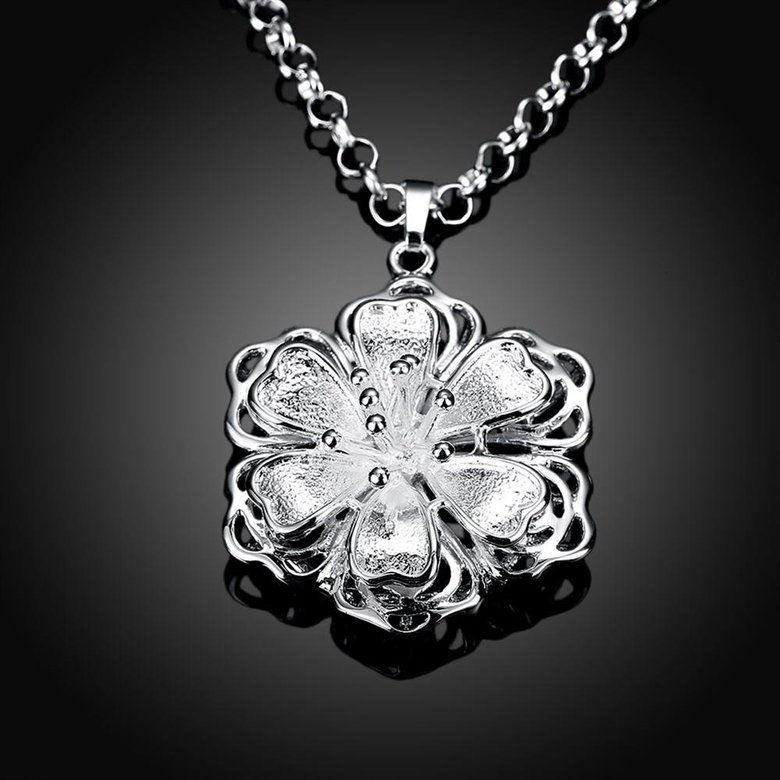 Wholesale Romantic Silver Plant Necklace TGSPN394 1