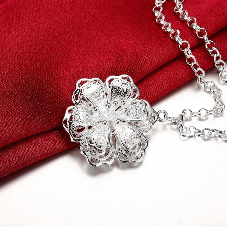 Wholesale Romantic Silver Plant Necklace TGSPN394 2