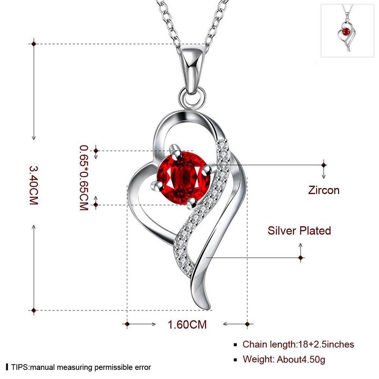 Wholesale Romantic Silver Heart Glass Necklace TGSPN594 0