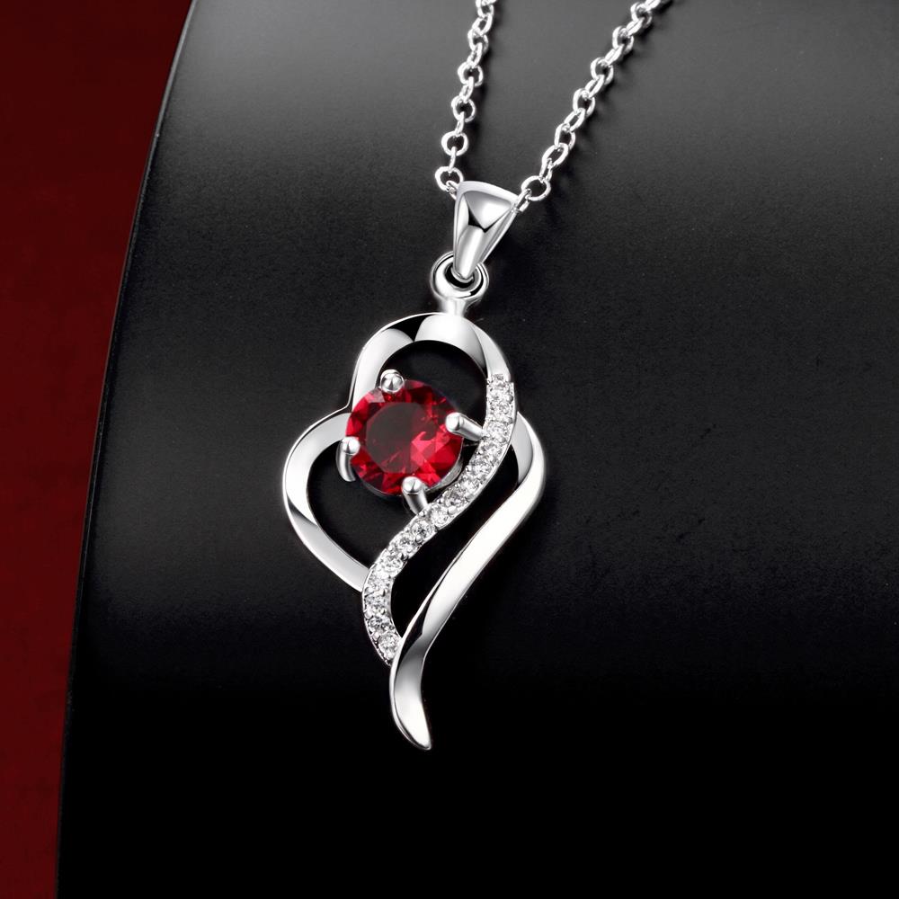 Wholesale Romantic Silver Heart Glass Necklace TGSPN594 3