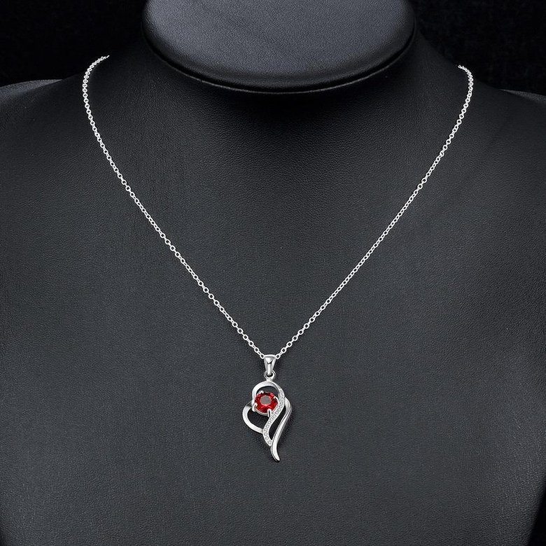 Wholesale Romantic Silver Heart Glass Necklace TGSPN594 4