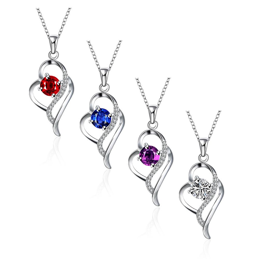 Wholesale Romantic Silver Heart Glass Necklace TGSPN594 5