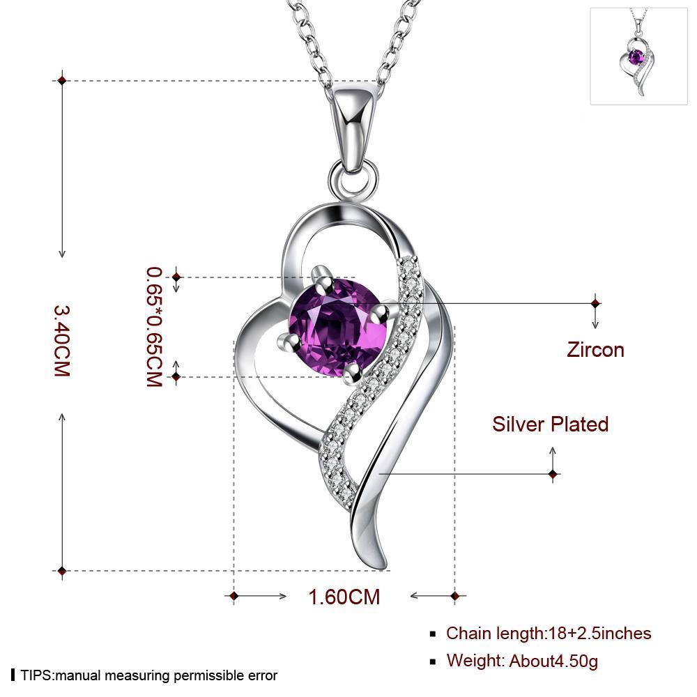Wholesale Romantic Silver Heart Glass Necklace TGSPN594 7