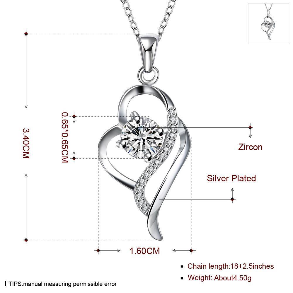 Wholesale Romantic Silver Heart Glass Necklace TGSPN594 8