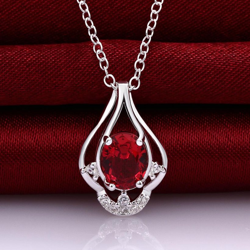 Wholesale Trendy Silver Water Drop Glass Necklace TGSPN027 2
