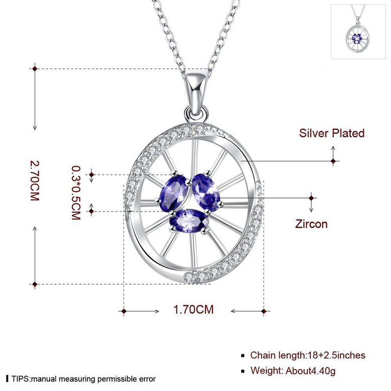 Wholesale Classic Silver Round Glass Necklace TGSPN623 0
