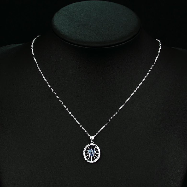 Wholesale Classic Silver Round Glass Necklace TGSPN623 4