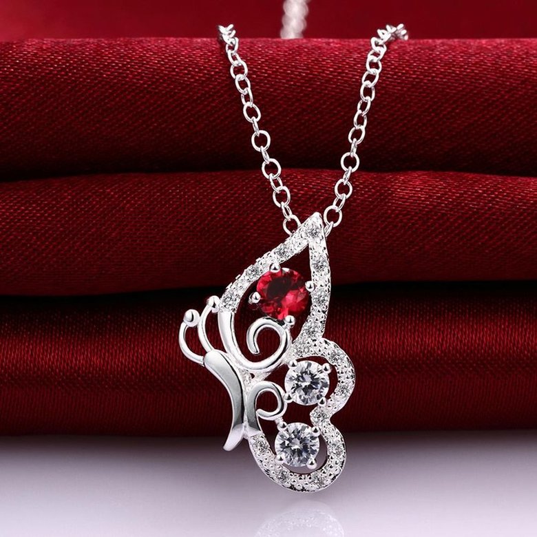 Wholesale Classic Silver Insect Glass Necklace TGSPN629 2