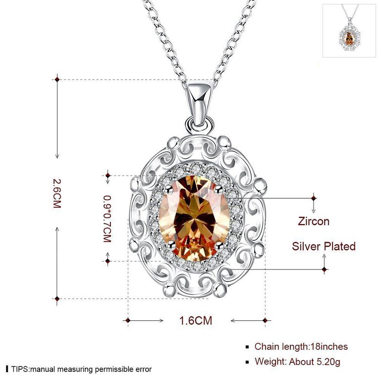 Wholesale Classic Silver Geometric CZ Necklace TGSPN028 0