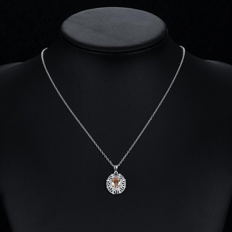 Wholesale Classic Silver Geometric CZ Necklace TGSPN028 2