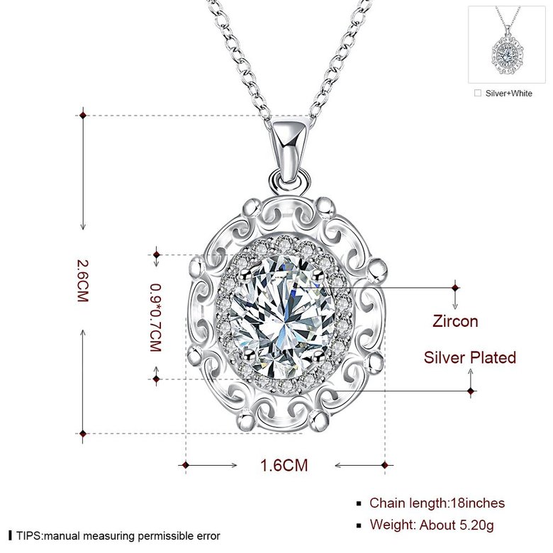 Wholesale Classic Silver Geometric CZ Necklace TGSPN028 3