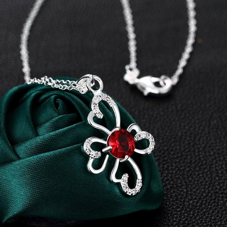 Wholesale Romantic Silver Plant Glass Necklace TGSPN651 2