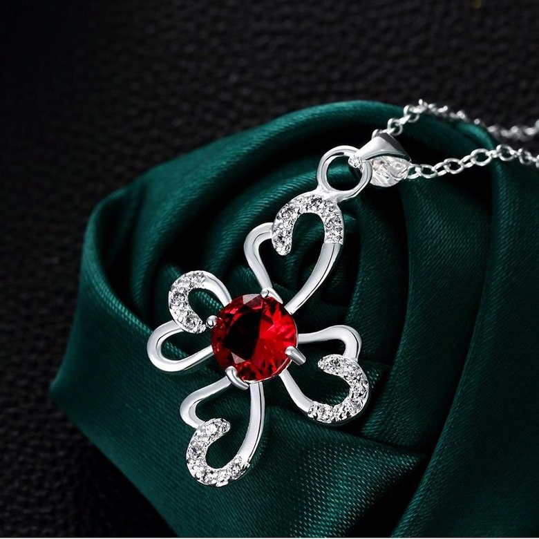 Wholesale Romantic Silver Plant Glass Necklace TGSPN651 3