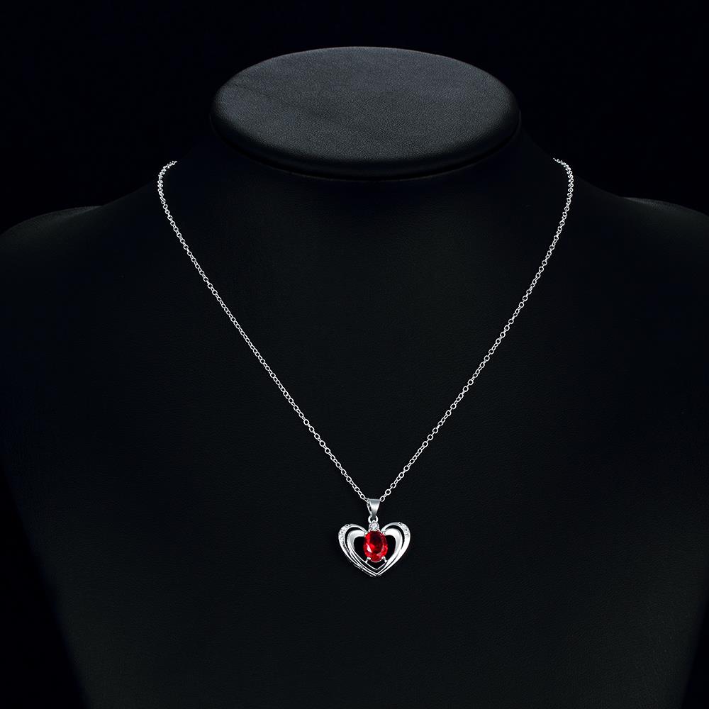 Wholesale Trendy Silver Heart Glass Necklace TGSPN654 4