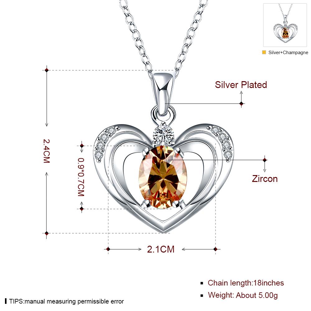 Wholesale Trendy Silver Heart Glass Necklace TGSPN654 6