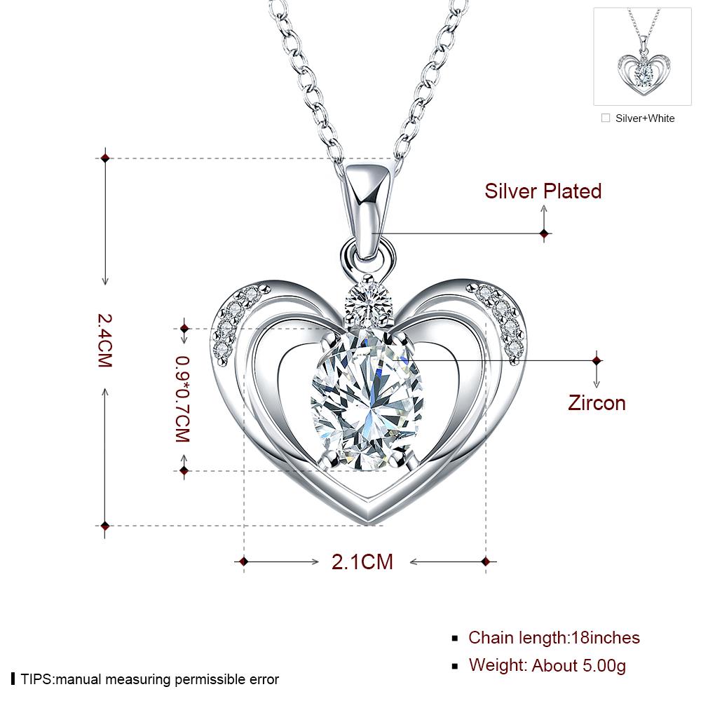 Wholesale Trendy Silver Heart Glass Necklace TGSPN654 7
