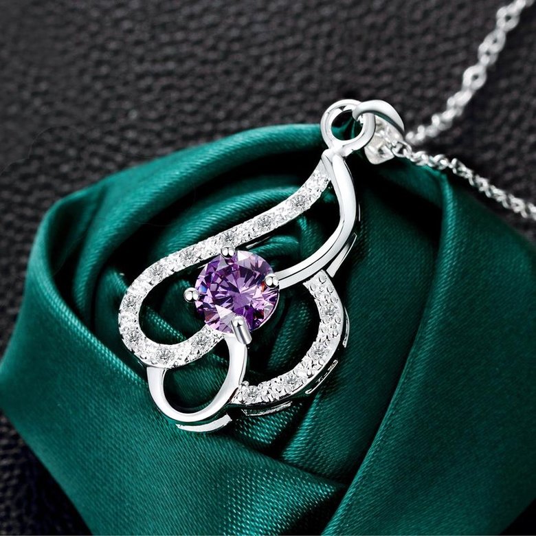 Wholesale Trendy Silver Geometric CZ Necklace TGSPN695 1