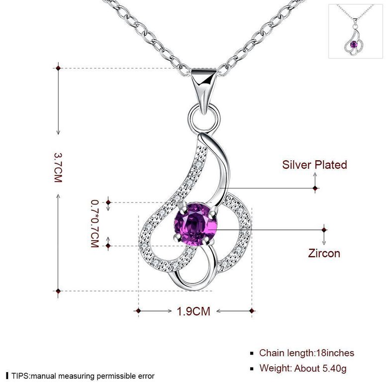 Wholesale Trendy Silver Geometric CZ Necklace TGSPN695 2