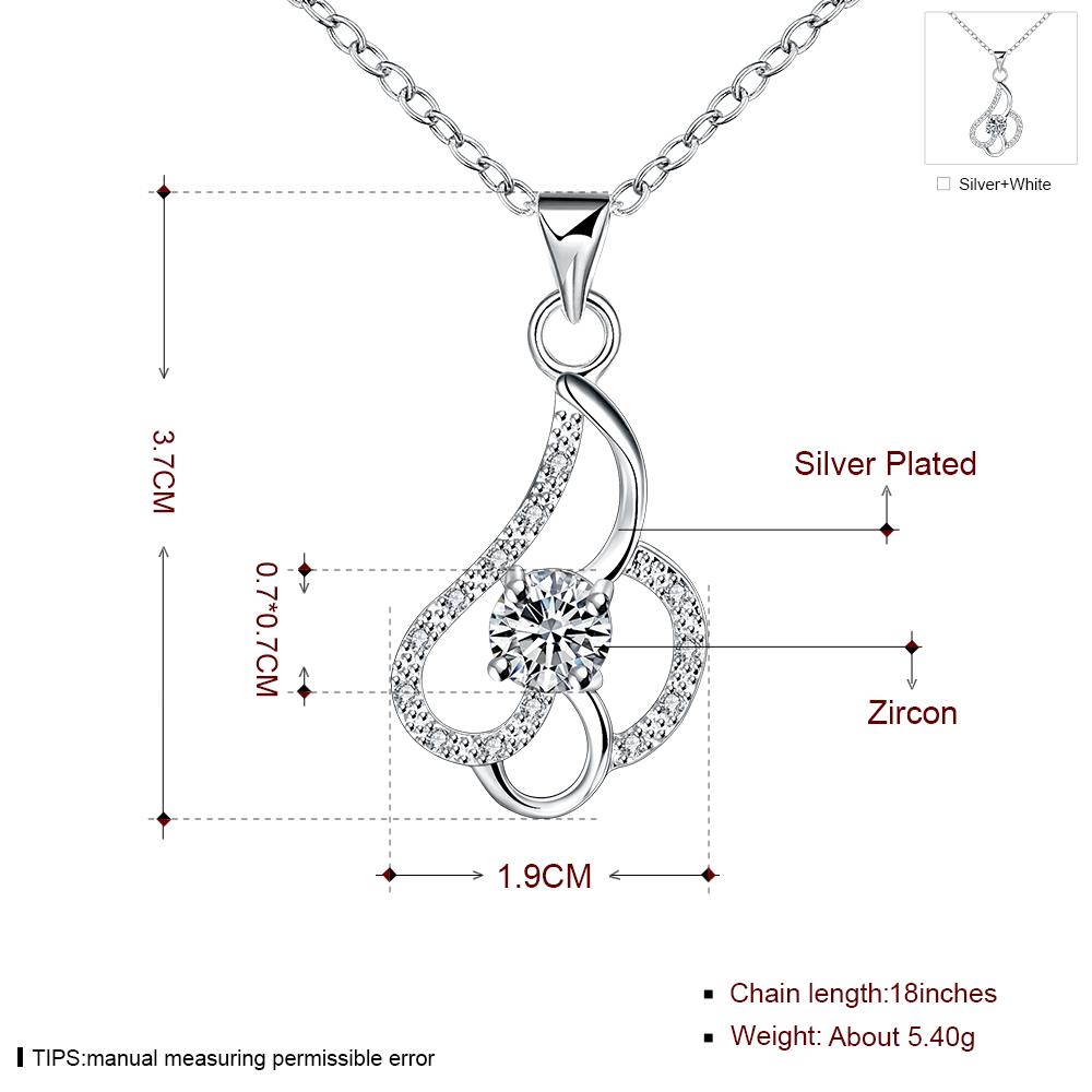 Wholesale Trendy Silver Geometric CZ Necklace TGSPN695 6