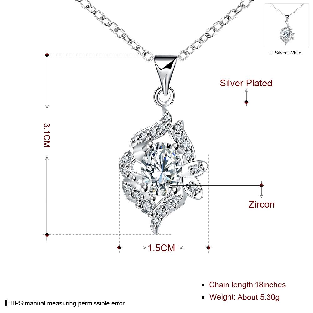 Wholesale Classic Silver Geometric Glass Necklace TGSPN034 7