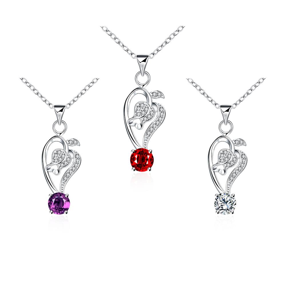 Wholesale Romantic Silver Plant Glass Necklace TGSPN703 5