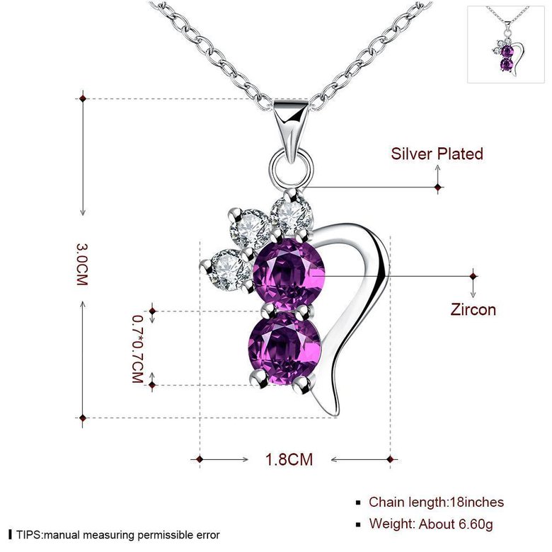 Wholesale Romantic Silver Geometric CZ Necklace TGSPN726 0