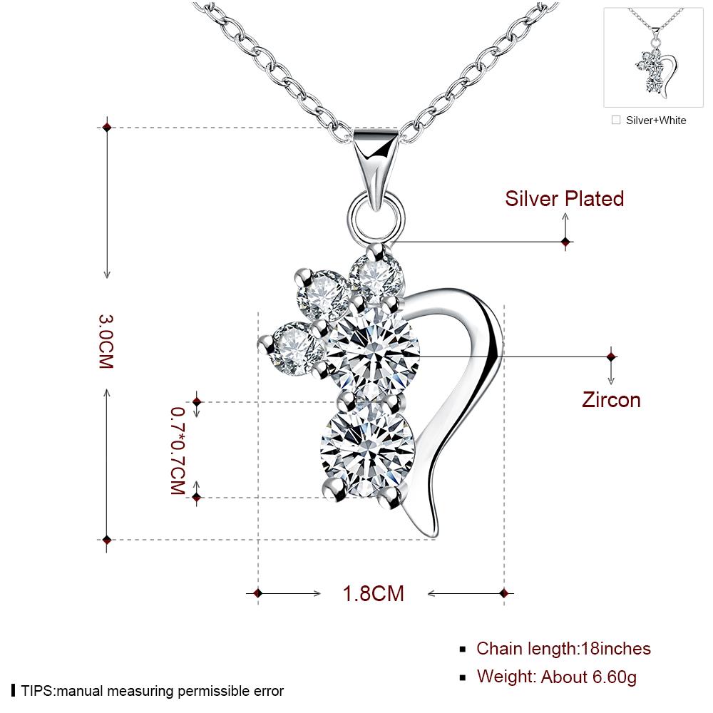 Wholesale Romantic Silver Geometric CZ Necklace TGSPN726 6