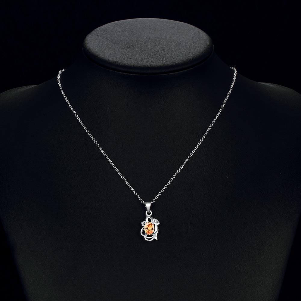 Wholesale Romantic Silver Geometric CZ Necklace TGSPN729 5