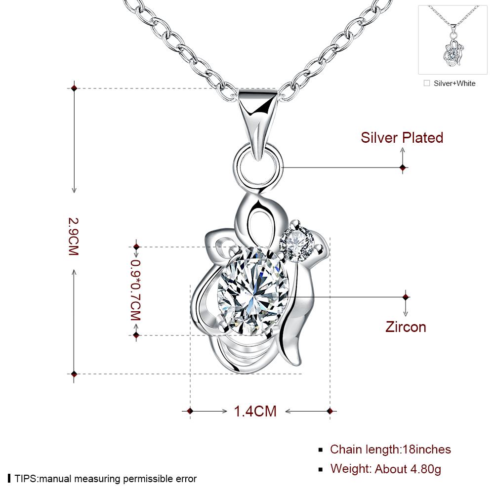 Wholesale Romantic Silver Geometric CZ Necklace TGSPN729 6