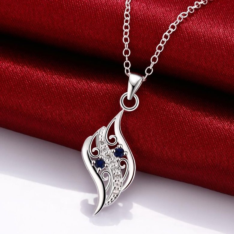 Wholesale Romantic Silver Geometric Glass Necklace TGSPN732 2