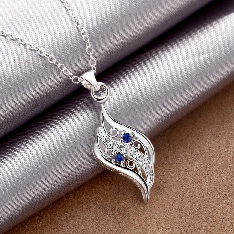 Wholesale Romantic Silver Geometric Glass Necklace TGSPN732 3