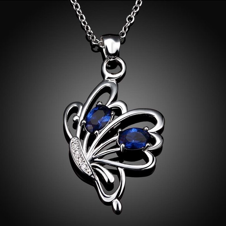 Wholesale Romantic Silver Insect Glass Necklace TGSPN738 2